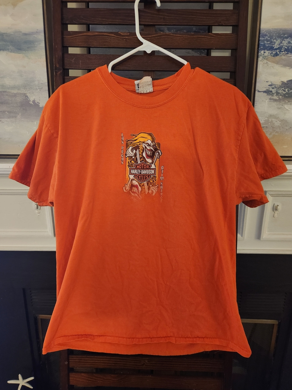 Harley Davidson Joker Las Vegas Nevada Shirt Orange Mens Size L